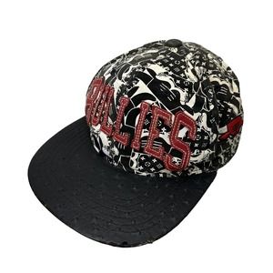Chicago Bulls Hat Cap Black White Red Bullies Supply Snapback Distressed